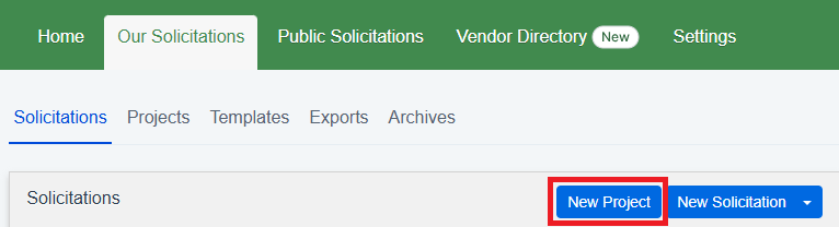 New Project button - Export add.png